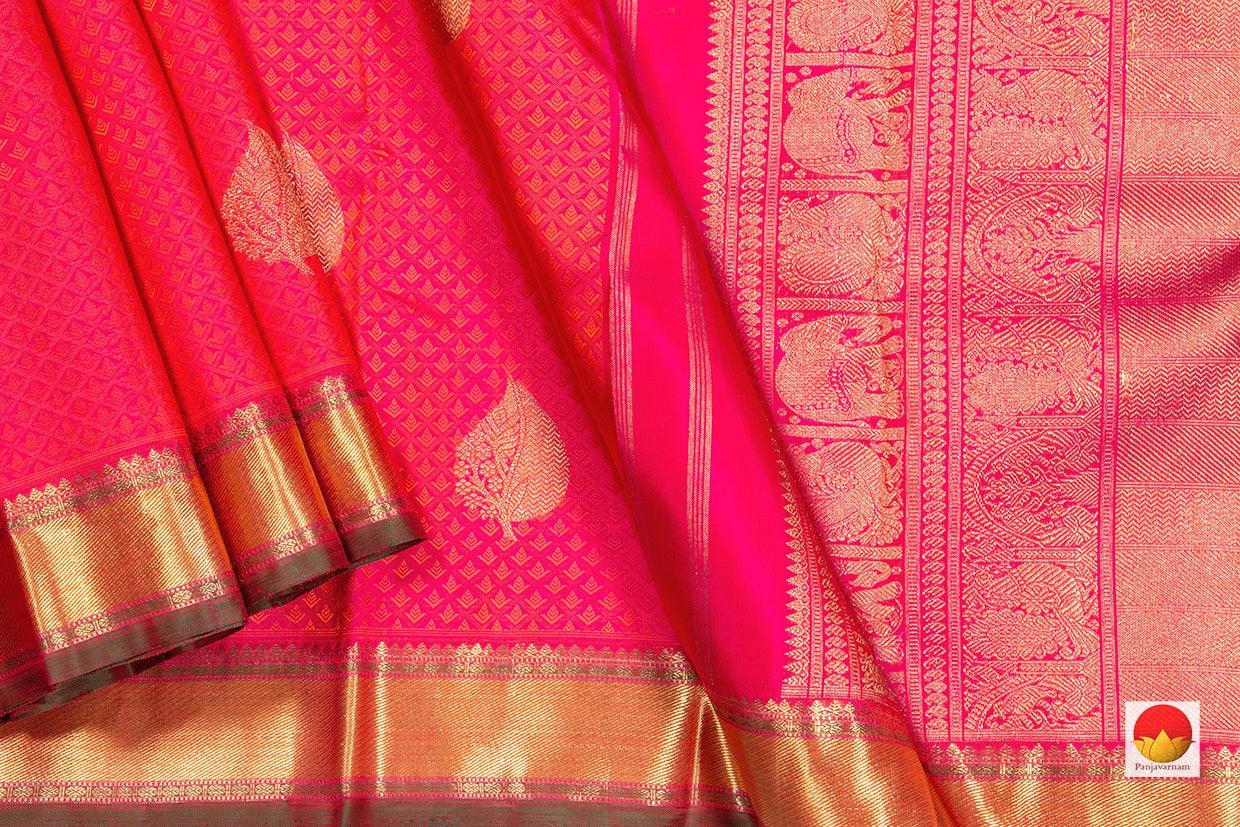 Pink Jacquard Kanchipuram Silk Saree Handwoven Pure Silk Pure Zari For Festive Wear PV NYC 285 - Silk Sari - Panjavarnam PV NYC 285