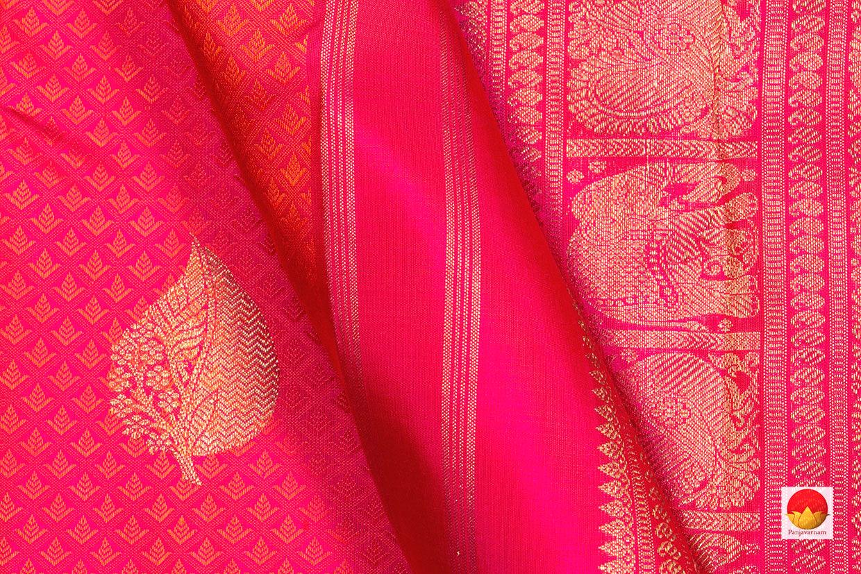 Pink Jacquard Kanchipuram Silk Saree Handwoven Pure Silk Pure Zari For Festive Wear PV NYC 285 - Silk Sari - Panjavarnam PV NYC 285