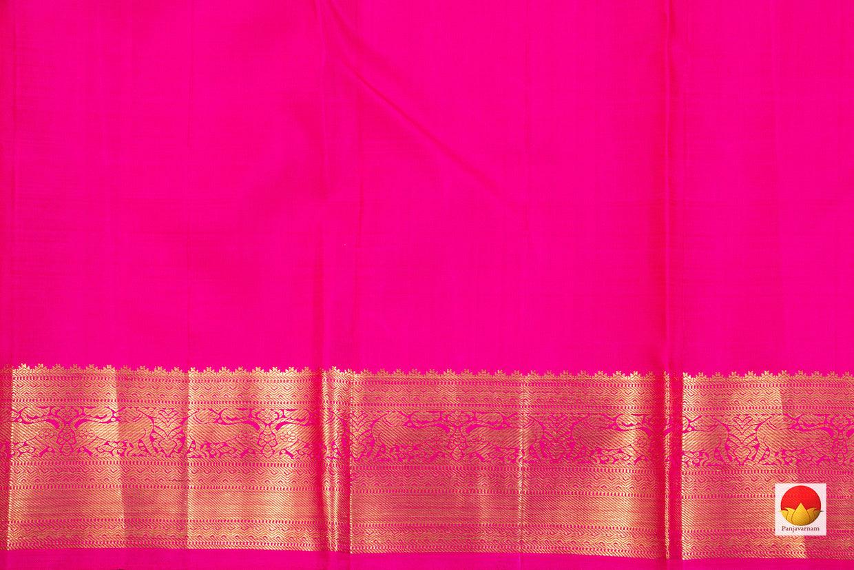 Pink Jacquard Kanchipuram Silk Saree Small Border Handwoven Pure Silk Pure Zari For Festive Wear PV NYC 473 - Silk Sari - Panjavarnam