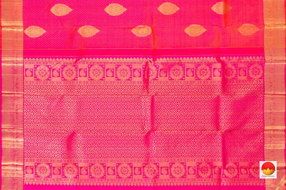 Pink Jacquard Kanchipuram Silk Saree Small Border Handwoven Pure Silk Pure Zari For Festive Wear PV NYC 473 - Silk Sari - Panjavarnam PV NYC 473