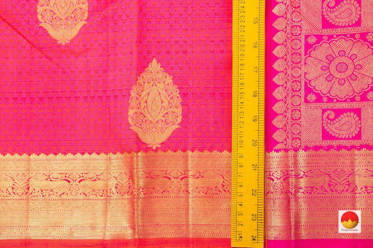 Pink Jacquard Kanchipuram Silk Saree Small Border Handwoven Pure Silk Pure Zari For Festive Wear PV NYC 473 - Silk Sari - Panjavarnam PV NYC 473