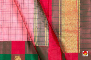 Pink Kanchipuram Silk Saree Handwoven Pure Silk Pure Zari For Wedding Wear PV NYC 315 - Silk Sari - Panjavarnam PV NYC 315