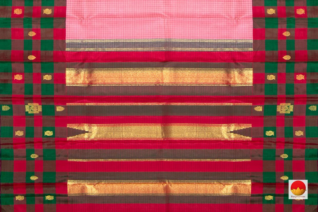 Pink Kanchipuram Silk Saree Handwoven Pure Silk Pure Zari For Wedding Wear PV NYC 315 - Silk Sari - Panjavarnam PV NYC 315