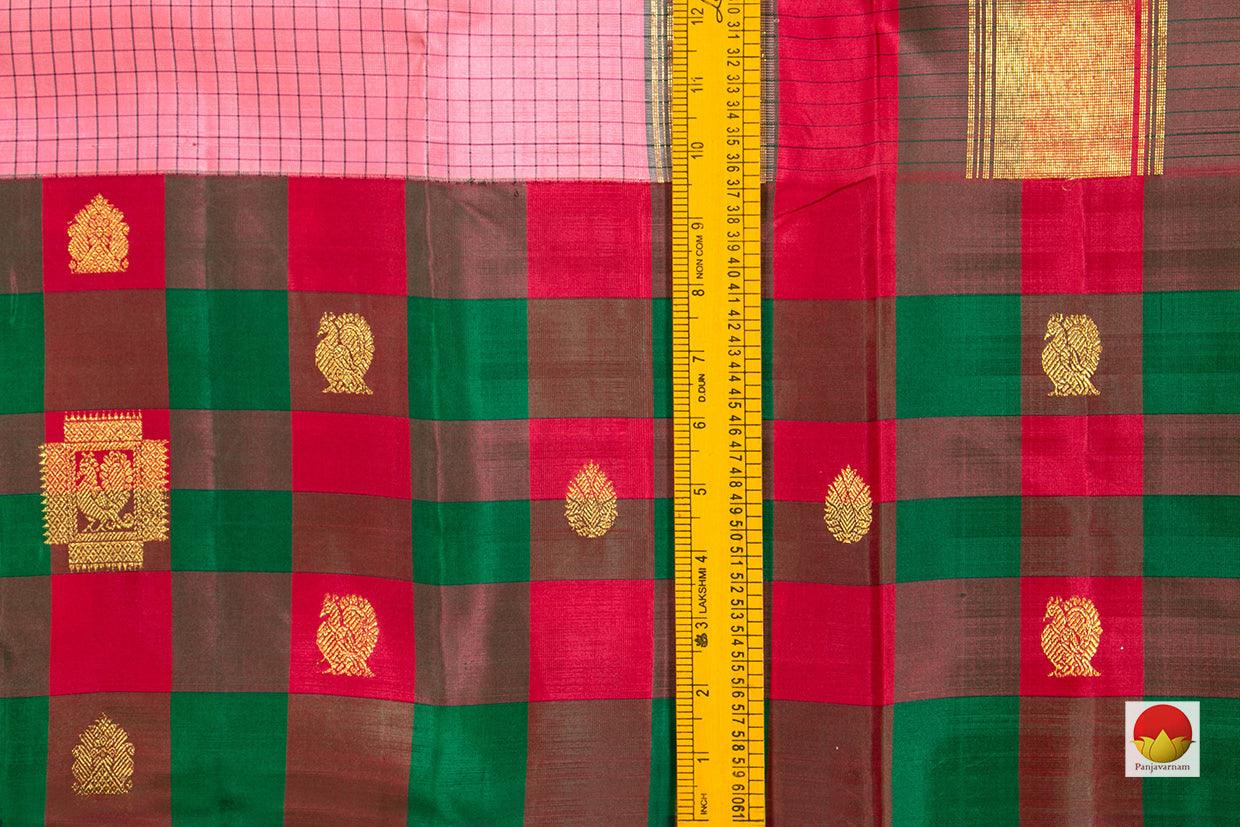 Pink Kanchipuram Silk Saree Handwoven Pure Silk Pure Zari For Wedding Wear PV NYC 315 - Silk Sari - Panjavarnam PV NYC 315