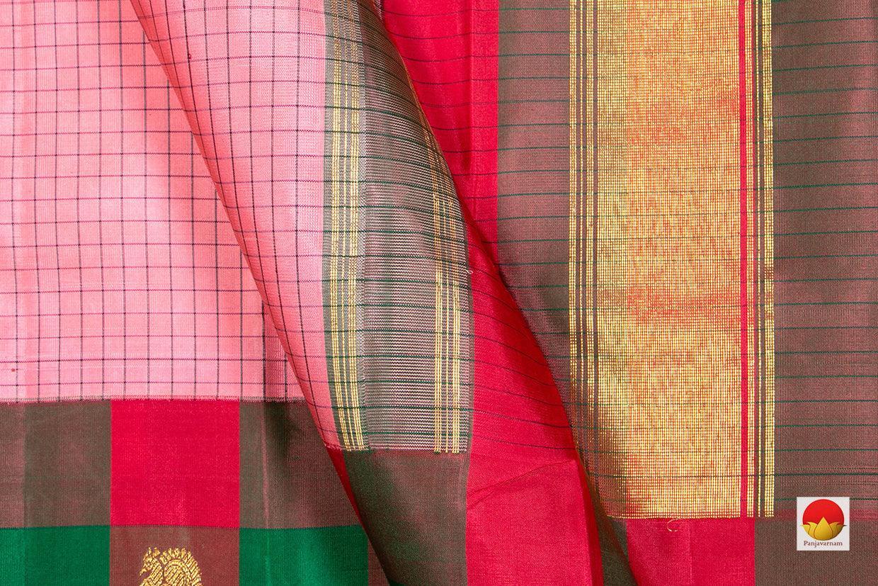 Pink Kanchipuram Silk Saree Handwoven Pure Silk Pure Zari For Wedding Wear PV NYC 315 - Silk Sari - Panjavarnam PV NYC 315