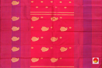 Pink Kanchipuram Silk Saree With Magenta Border Handwoven Pure Silk Pure Zari For Festive Wear PV GTA 22 - Silk Sari - Panjavarnam