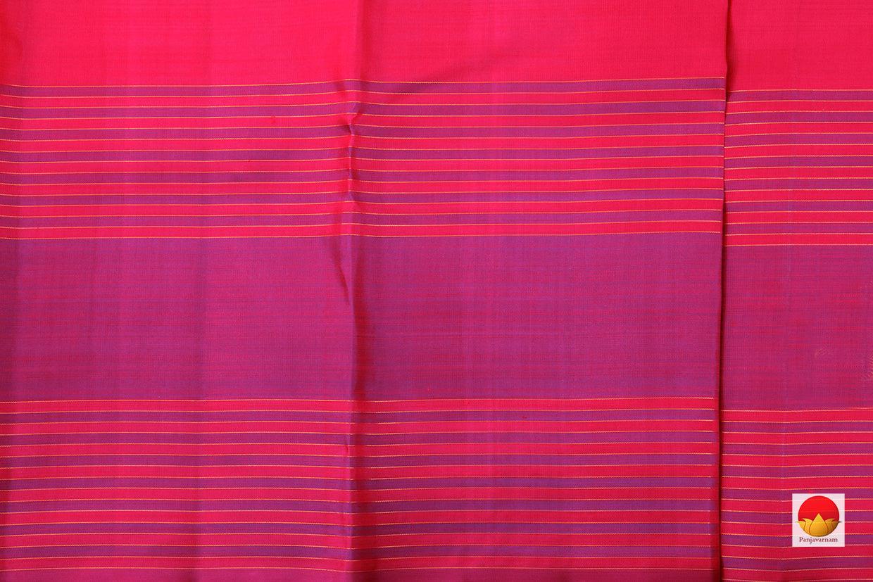 Pink Kanchipuram Silk Saree With Magenta Border Handwoven Pure Silk Pure Zari For Festive Wear PV GTA 22 - Silk Sari - Panjavarnam