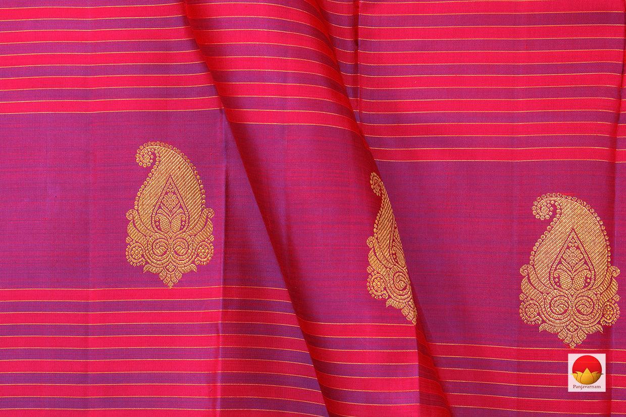 Pink Kanchipuram Silk Saree With Magenta Border Handwoven Pure Silk Pure Zari For Festive Wear PV GTA 22 - Silk Sari - Panjavarnam PV GTA 22