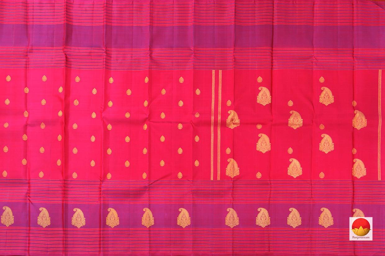 Pink Kanchipuram Silk Saree With Magenta Border Handwoven Pure Silk Pure Zari For Festive Wear PV GTA 22 - Silk Sari - Panjavarnam PV GTA 22