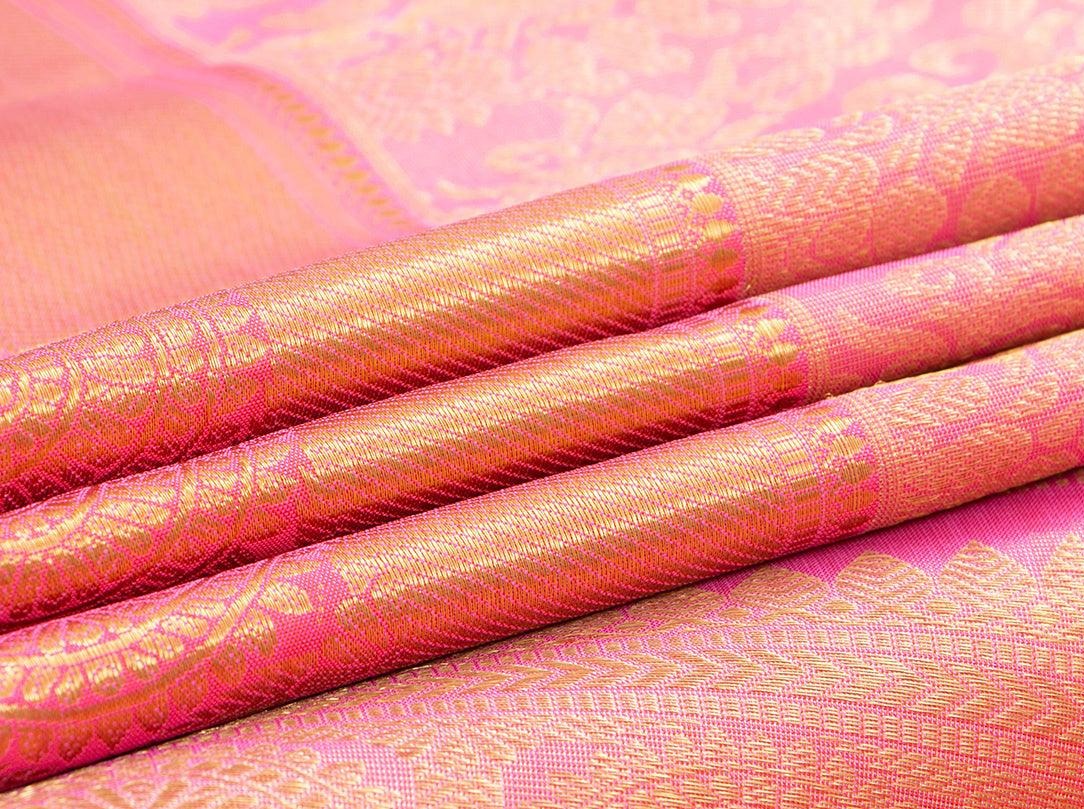 Pink Kanchipuram Tissue Silk Saree Handwoven Pure Silk Pure Zari For Party Wear PV NYC 469 - Silk Sari - Panjavarnam PV NYC 469