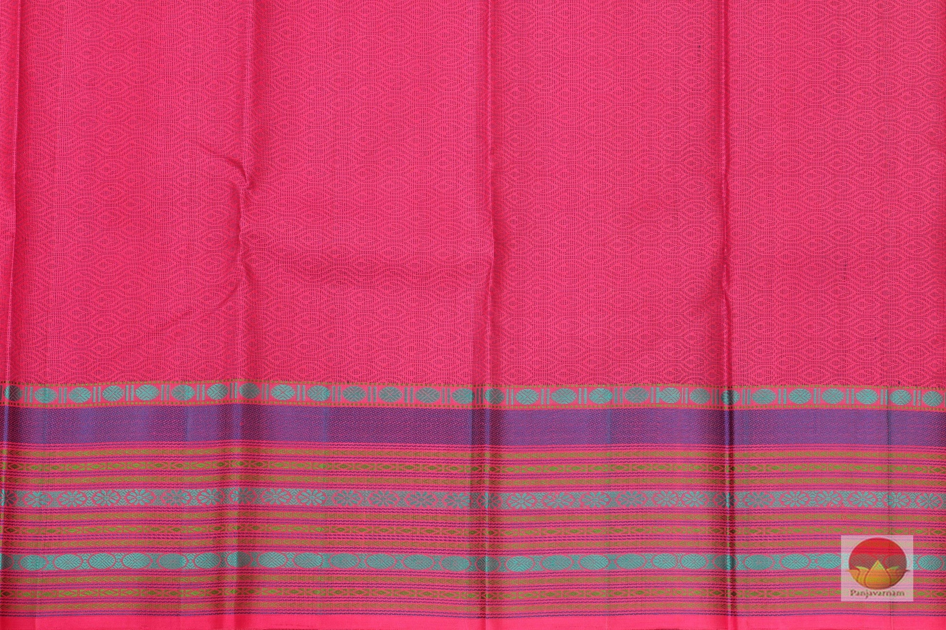 Pink No Zari Kanchipuram Silk Saree Handwoven For Office Wear PVNZ 106 - Silk Sari - Panjavarnam