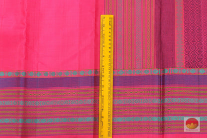 Pink No Zari Kanchipuram Silk Saree Handwoven For Office Wear PVNZ 106 - Silk Sari - Panjavarnam