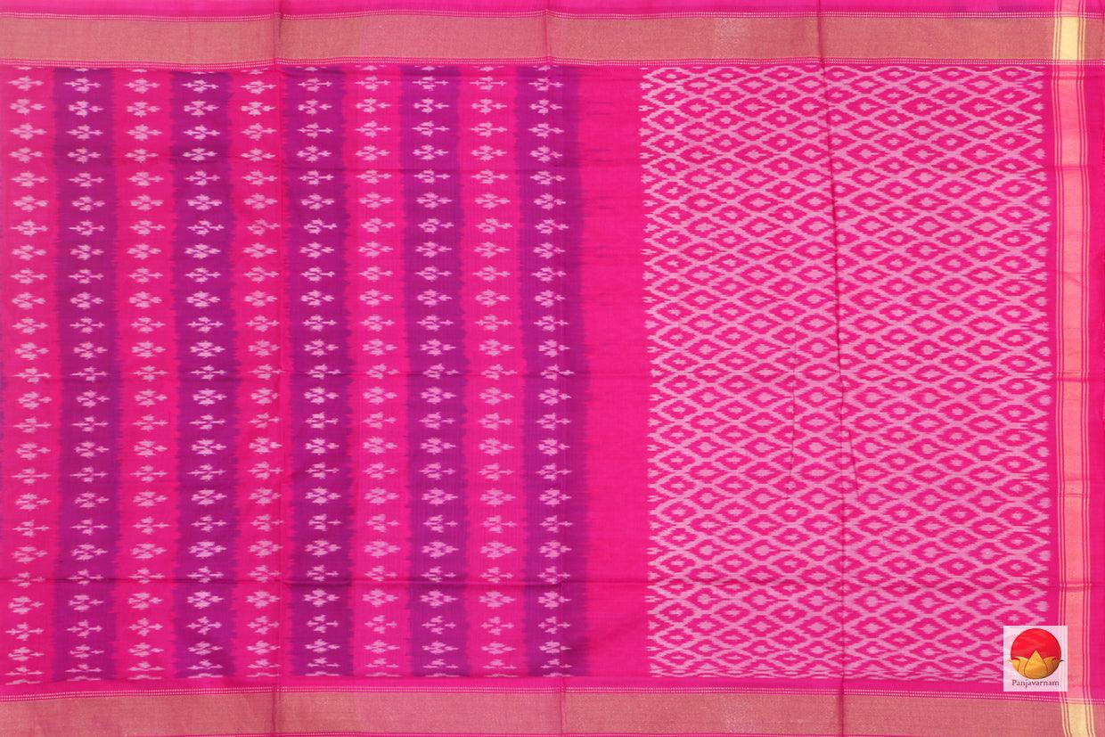 Pink Pochampally Ikkat Silk Dupatta Geometric PVD 1001 - Dupattas - Panjavarnam