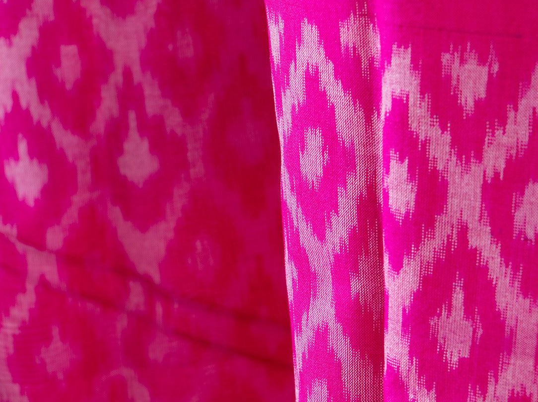 Pink Pochampally Ikkat Silk Dupatta Geometric PVD 1001 - Dupattas - Panjavarnam