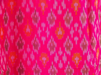 Pink Pochampally Ikkat Silk Dupatta With Geometric Patterns PVD 1047 - Dupattas - Panjavarnam