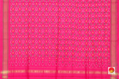 Pink Pochampally Ikkat Silk Dupatta With Geometric Patterns PVD 1047 - Dupattas - Panjavarnam
