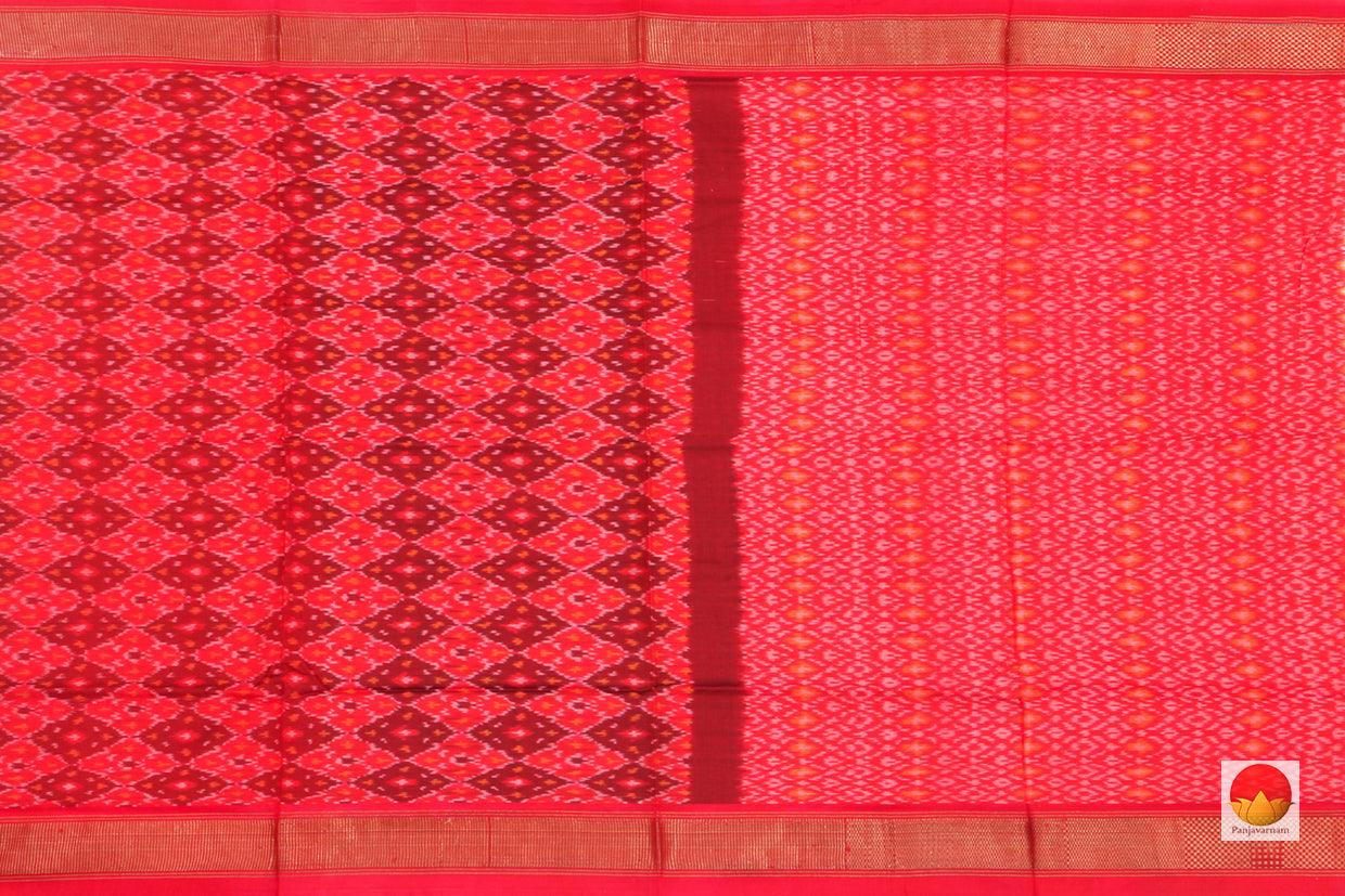 Pink Pochampally Ikkat Silk Dupatta With Zari Border PVD 1021 - Dupattas - Panjavarnam