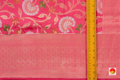 Pink Tanchoi Banarasi Silk Saree Handwoven Pure Silk PB SN 106 - Banarasi Silk - Panjavarnam