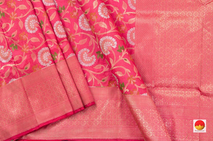 Pink Tanchoi Banarasi Silk Saree Handwoven Pure Silk PB SN 106 - Banarasi Silk - Panjavarnam PB SN 106