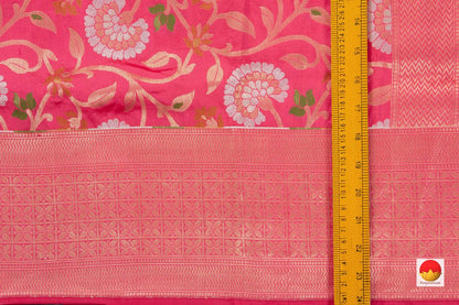 Pink Tanchoi Banarasi Silk Saree Handwoven Pure Silk PB SN 106 - Banarasi Silk - Panjavarnam PB SN 106