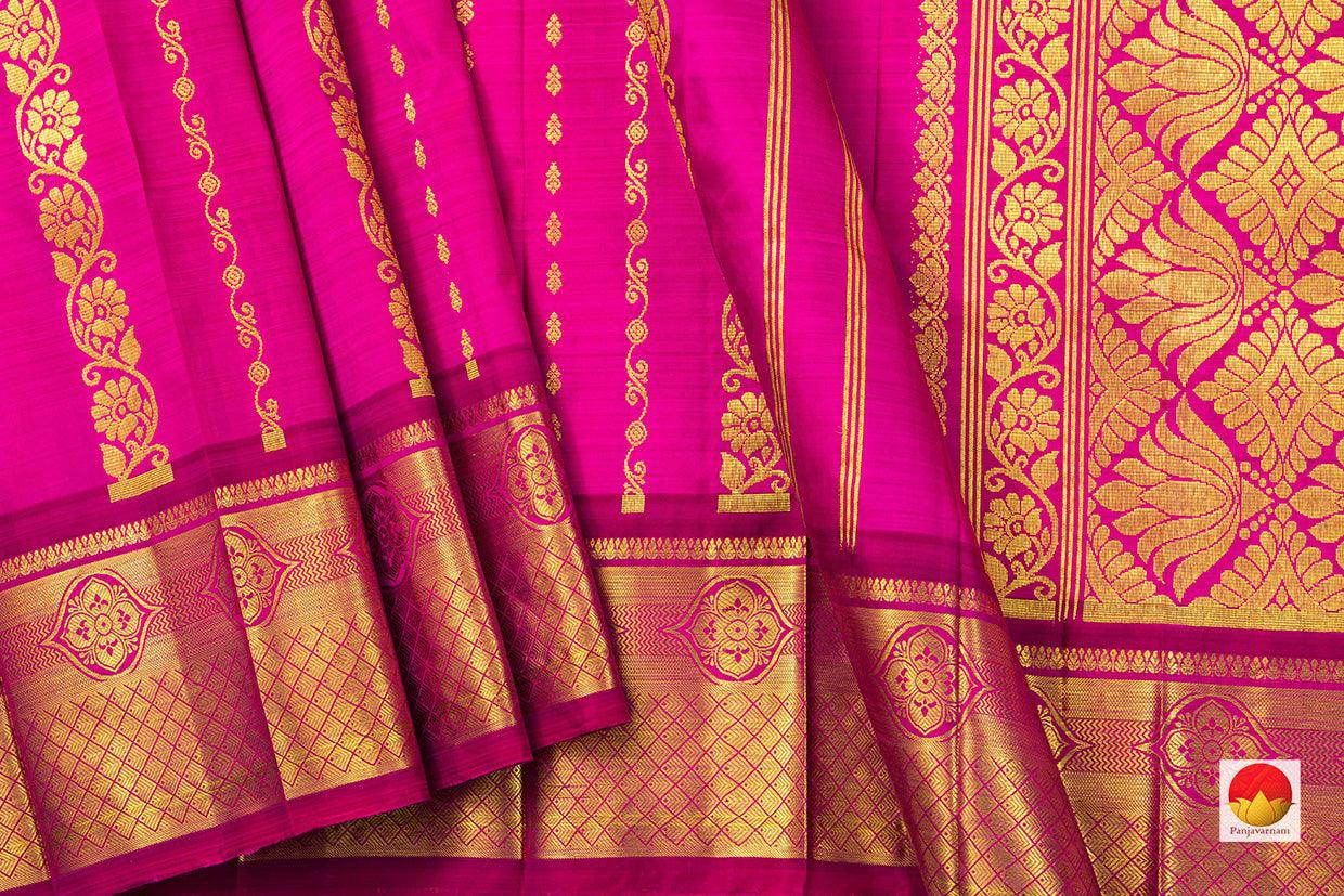 Pink Thirubuvanam Silk Saree With Maroon Border Handwoven Pure Silk PV TVS 30 - Thirubuvanam Silks - Panjavarnam PV TVS 30