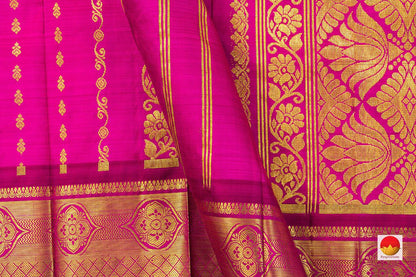 Pink Thirubuvanam Silk Saree With Maroon Border Handwoven Pure Silk PV TVS 30 - Thirubuvanam Silks - Panjavarnam PV TVS 30