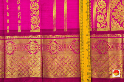 Pink Thirubuvanam Silk Saree With Maroon Border Handwoven Pure Silk PV TVS 30 - Thirubuvanam Silks - Panjavarnam PV TVS 30