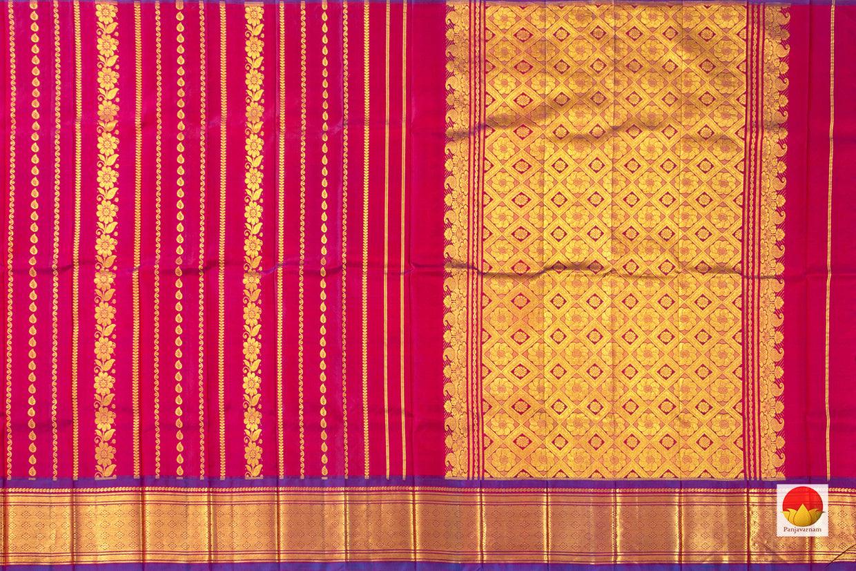 Pink Thirubuvanam Silk Saree With Purple Border Handwoven Pure Silk PV TVS 28 - Thirubuvanam Silks - Panjavarnam PV TVS 28