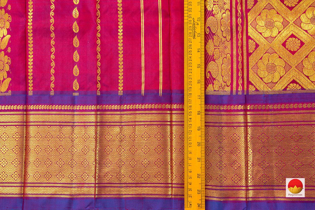 Pink Thirubuvanam Silk Saree With Purple Border Handwoven Pure Silk PV TVS 28 - Thirubuvanam Silks - Panjavarnam PV TVS 28