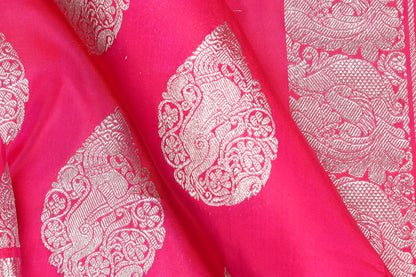 Pink Traditional Design Handwoven Pure Silk Kanjivaram Saree - Pure Zari - PA 125 - Silk Sari - Panjavarnam