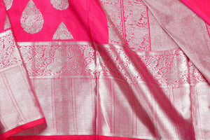 Pink Traditional Design Handwoven Pure Silk Kanjivaram Saree - Pure Zari - PA 125 - Silk Sari - Panjavarnam PA 125