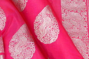 Pink Traditional Design Handwoven Pure Silk Kanjivaram Saree - Pure Zari - PA 125 - Silk Sari - Panjavarnam PA 125