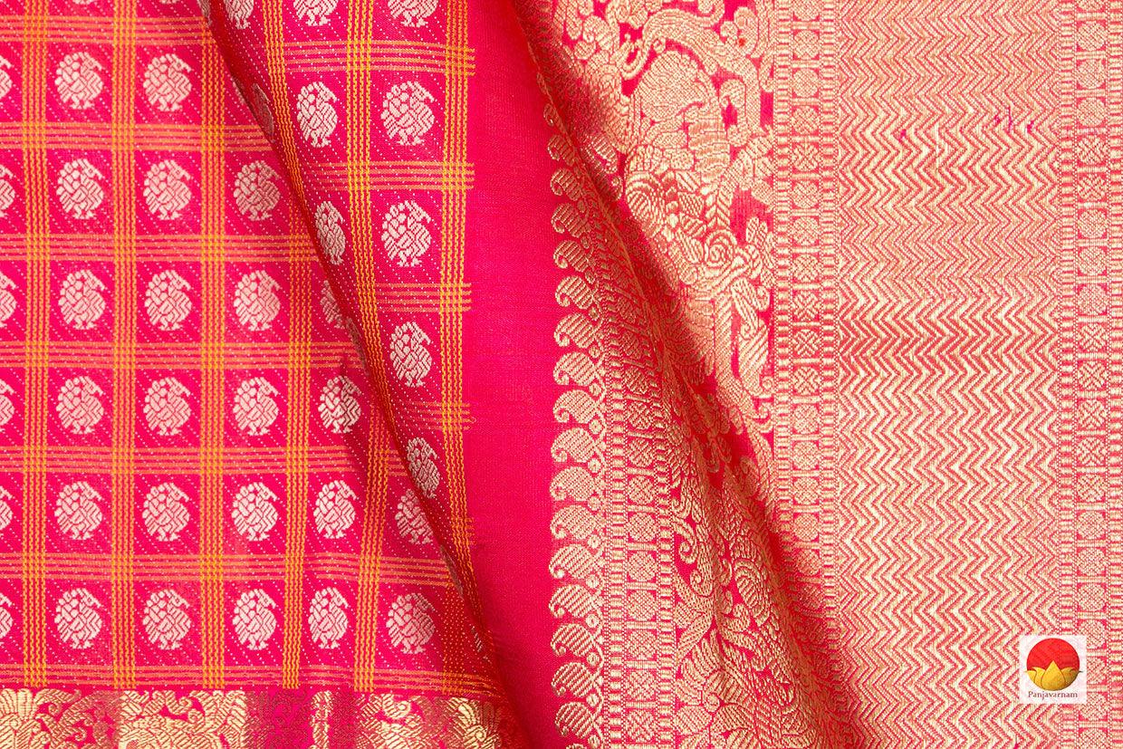 Pink Zari Butta Kanchipuram Silk Saree Handwoven Pure Silk Pure Zari For Wedding Wear PV NYC 258 - Silk Sari - Panjavarnam
