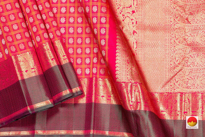 Pink Zari Butta Kanchipuram Silk Saree Handwoven Pure Silk Pure Zari For Wedding Wear PV NYC 258 - Silk Sari - Panjavarnam PV NYC 258