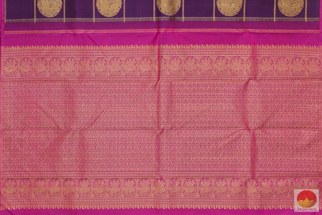 Purple & Magenta - Borderless Kanchipuram Silk Saree - Handwoven Pure Silk - Pure Zari - PV G 4159 - Archives - Silk Sari - Panjavarnam