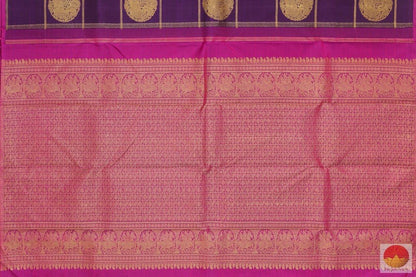 Purple & Magenta - Borderless Kanchipuram Silk Saree - Handwoven Pure Silk - Pure Zari - PV G 4159 - Archives - Silk Sari - Panjavarnam
