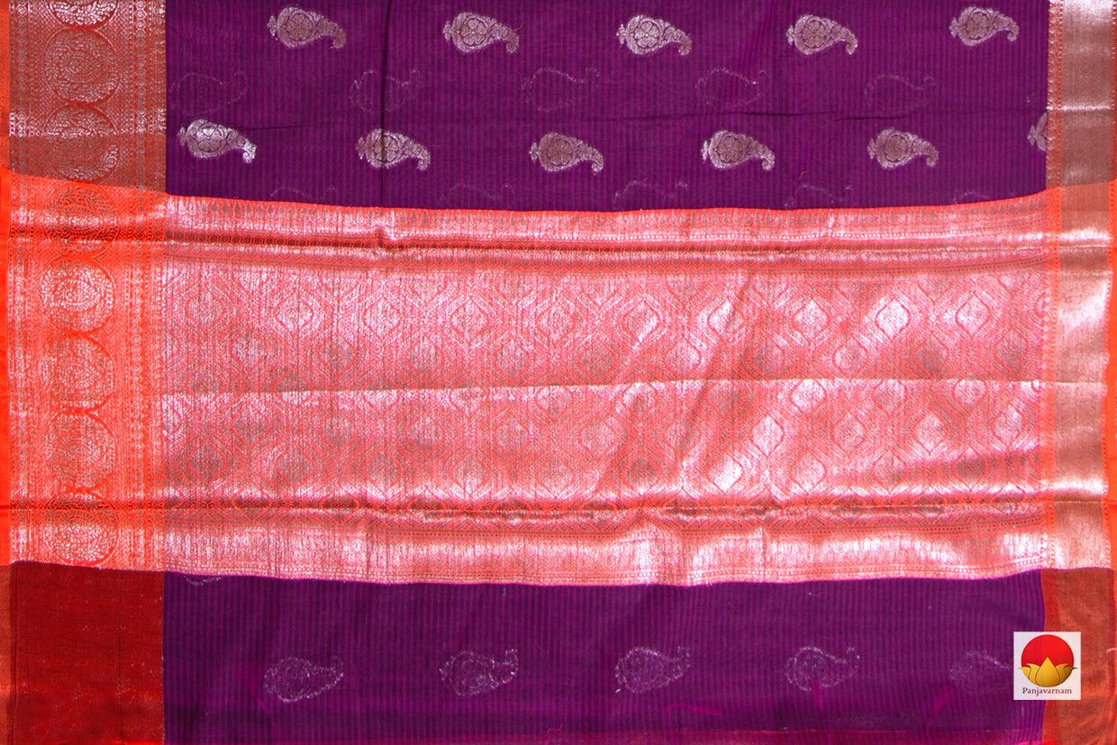 Purple And Peach Banarasi Silk Cotton Saree With Antique Zari For Festive Wear PSC 1181 - Silk Cotton - Panjavarnam