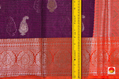 Purple And Peach Banarasi Silk Cotton Saree With Antique Zari For Festive Wear PSC 1181 - Silk Cotton - Panjavarnam