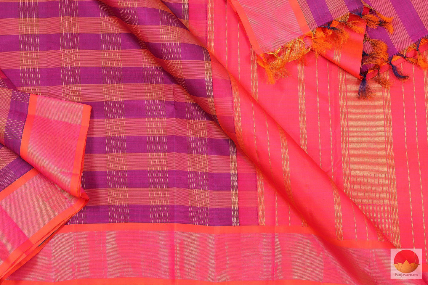 Purple & Pink - Handwoven Pure Silk Kanjivaram Saree - Pure Zari - PV G 1999 - Archives - Silk Sari - Panjavarnam