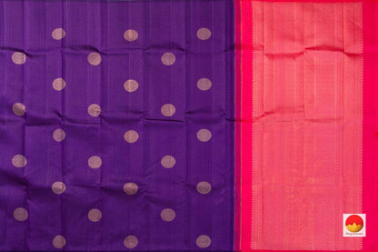Purple Vaira Oosi Borderless Kanchipuram Silk Saree Handwoven Pure Silk Pure Zari PV ASB 169 - Silk Sari - Panjavarnam