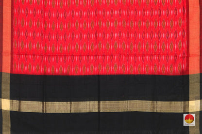 Red And Black Pochampally Ikkat Silk Dupatta With Zari Border PVD 1023 - Dupattas - Panjavarnam PVD 1023