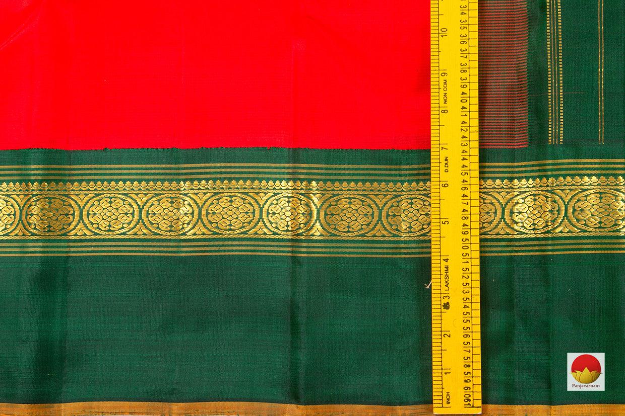 Red And Green Kanchipuram Silk Saree Handwoven Pure Silk Pure Zari For Festive Wear PV SAR 41 - Silk Sari - Panjavarnam