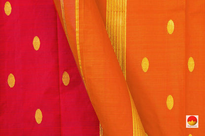 Red And Mustard Thirubuvanam Silk Saree Handwoven Pure Silk PV TVS 02 - Thirubuvanam Silks - Panjavarnam