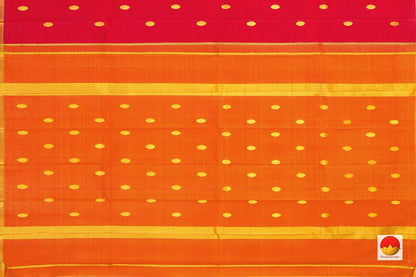 Red And Mustard Thirubuvanam Silk Saree Handwoven Pure Silk PV TVS 02 - Thirubuvanam Silks - Panjavarnam