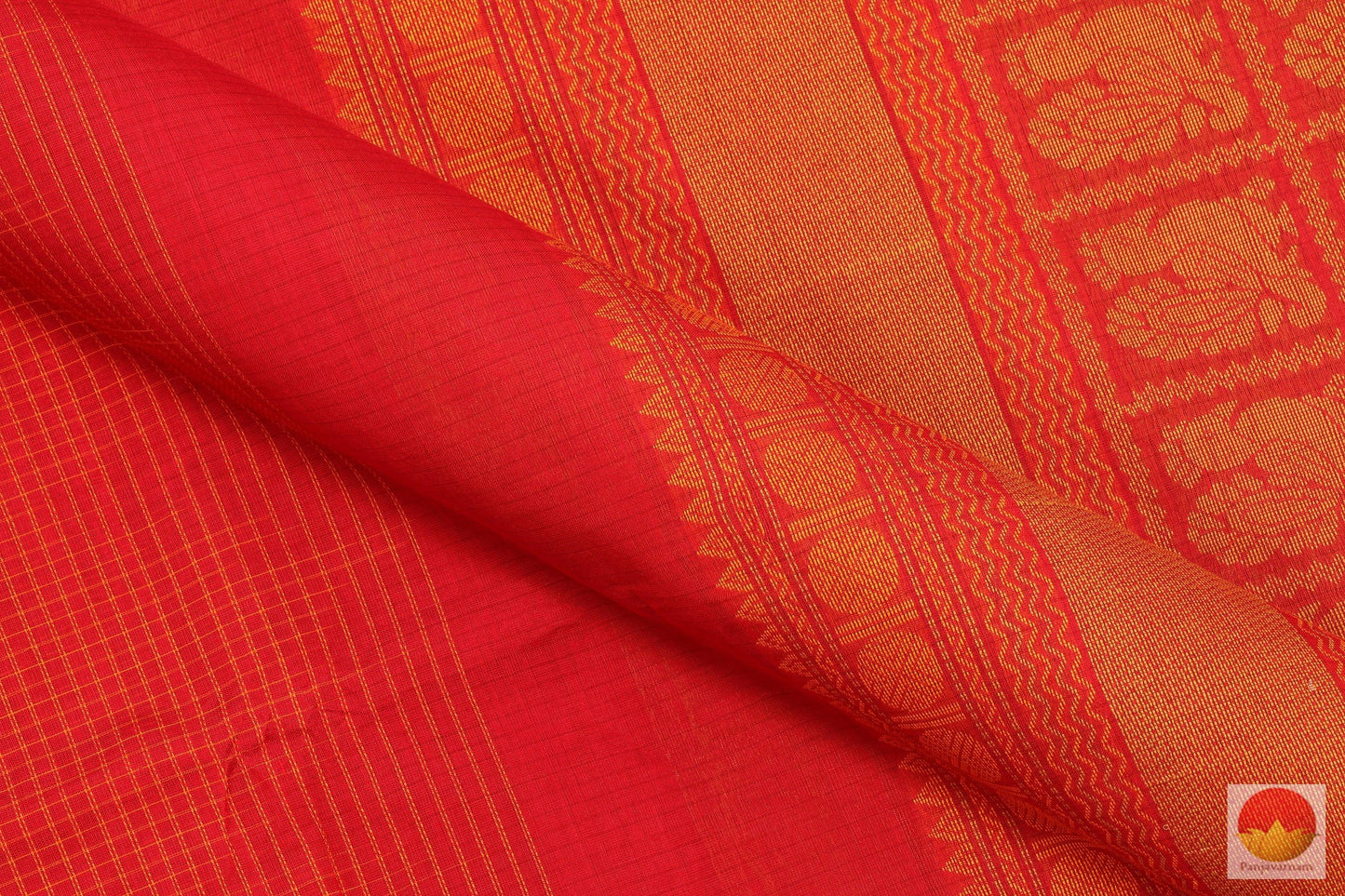 Red & Orange - Handwoven Silk Cotton Saree - KC 511 . Archives - Silk Cotton - Panjavarnam