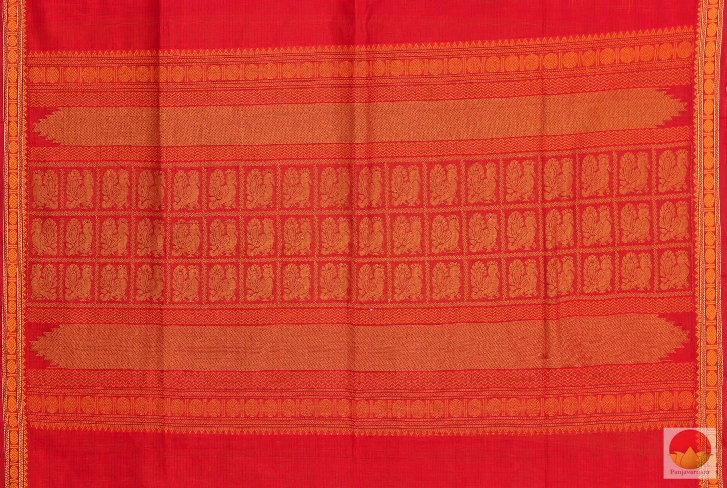 Red & Orange - Handwoven Silk Cotton Saree - KC 511 . Archives - Silk Cotton - Panjavarnam