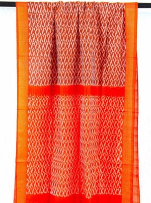 Red And Orange Pochampally Ikkat Silk Dupatta PVD 1025 - Dupattas - Panjavarnam PVD 1025