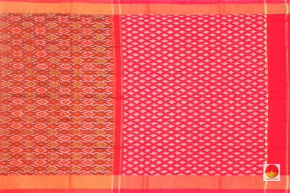 Red And Pink Pochampally Ikkat Silk Dupatta With Geometric Patterns PVD 1007 - Dupattas - Panjavarnam