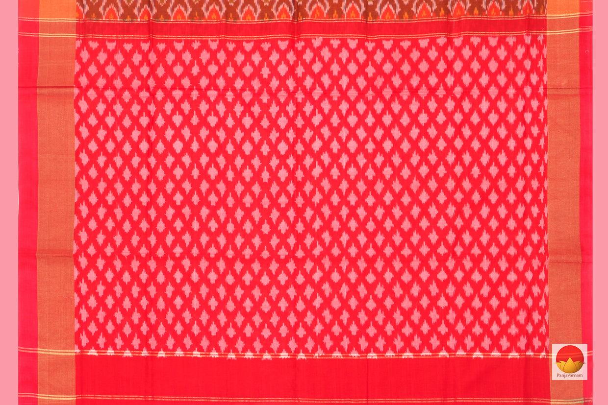 Red And Pink Pochampally Ikkat Silk Dupatta With Geometric Patterns PVD 1007 - Dupattas - Panjavarnam