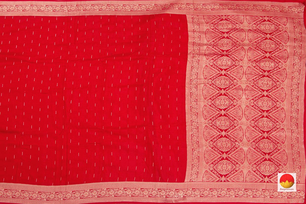 Red Banarasi Crepe Silk Saree Handwoven Pure Silk - PB 271 - Banarasi Silk - Panjavarnam PB 271